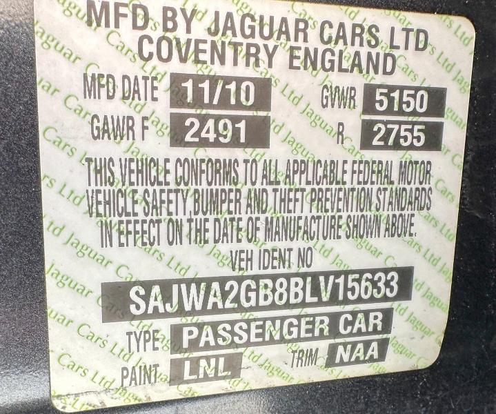 2011 Jaguar Xjl მანქანა იყიდება აუქციონზე, vin: SAJWA2GB8BLV15633, აუქციონის ნომერი: 45618706