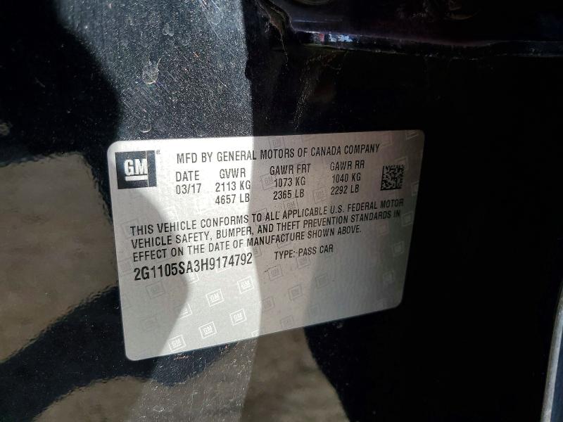 Aukcja sprzedaży 2017 Chevrolet Impala, vin: 2G1105SA3H9174792, numer aukcji: 45494456