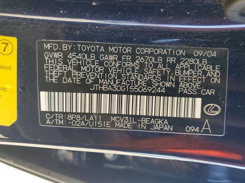 Продажа на аукционе авто 2005 Lexus Es 330, vin: JTHBA30G155069244, номер лота: 46151756