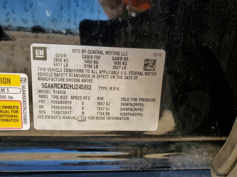 45736196 :رقم المزاد ، 5GAKRCKD2HJ245082 vin ، 2017 Buick Enclave مزاد بيع