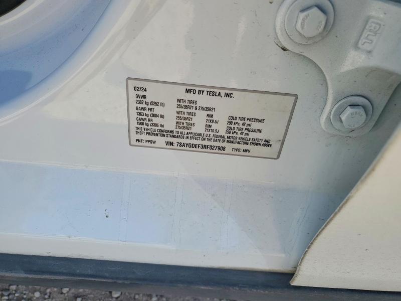 Продаж на аукціоні авто 2024 Tesla Model Y, vin: 7SAYGDEF3RF027908, номер лоту: 46315656
