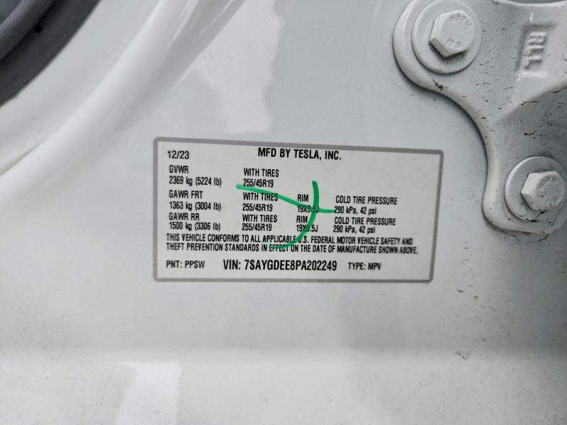 Продажа на аукционе авто 2023 Tesla Model Y, vin: 7SAYGDEE8PA202249, номер лота: 47587926