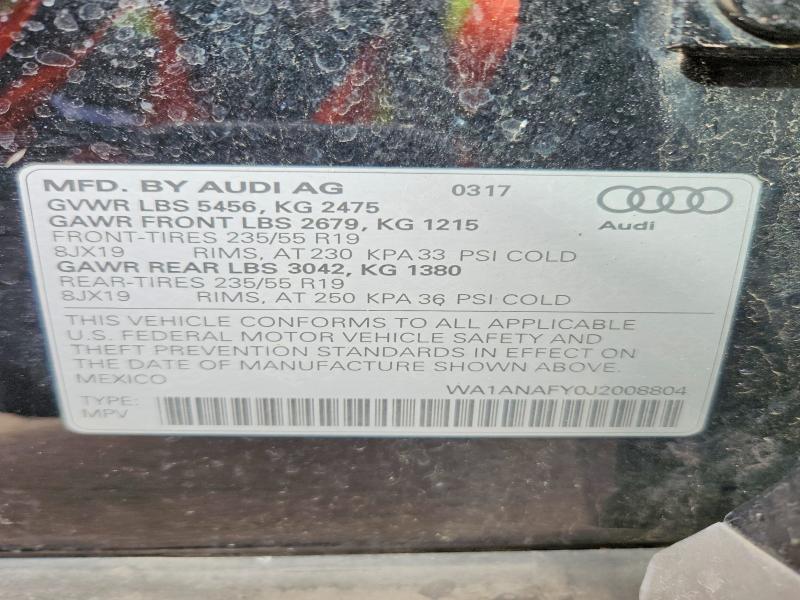 Продажа на аукционе авто 2018 Audi Q5, vin: WA1ANAFY0J2008804, номер лота: 46323926