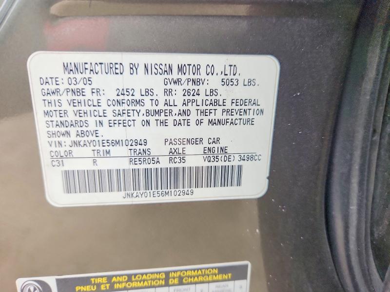 Aukcja sprzedaży 2006 Infiniti M35, vin: JNKAY01E56M102949, numer aukcji: 47206016