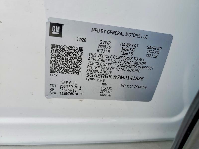Aukcja sprzedaży 2021 Buick Enclave, vin: 5GAERBKW7MJ141836, numer aukcji: 47928656