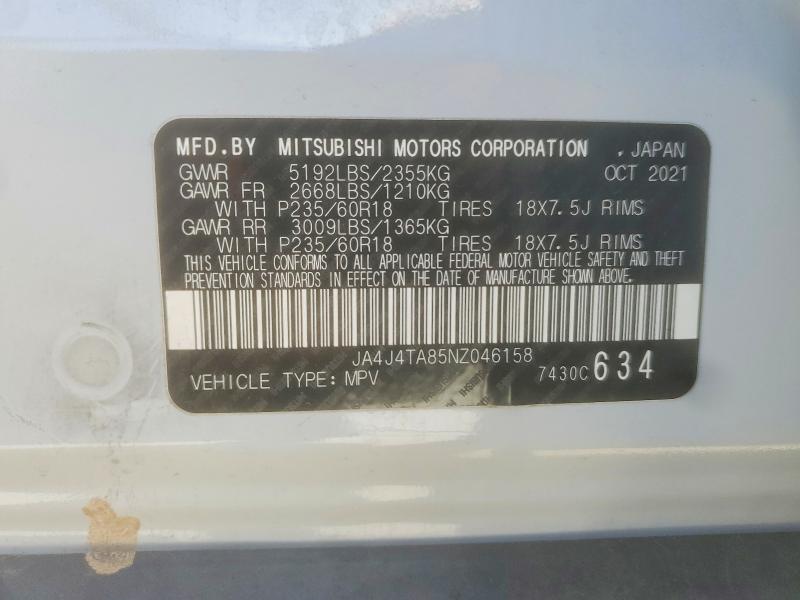 Продаж на аукціоні авто 2022 Mitsubishi Outlander, vin: JA4J4TA85NZ046158, номер лоту: 46364556