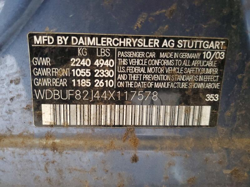 Aukcja sprzedaży 2004 Mercedes-benz E, vin: WDBUF82J44X117578, numer aukcji: 79040005