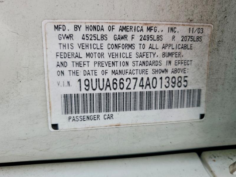 Aukcja sprzedaży 2004 Acura Tl, vin: 19UUA66274A013985, numer aukcji: 41656576