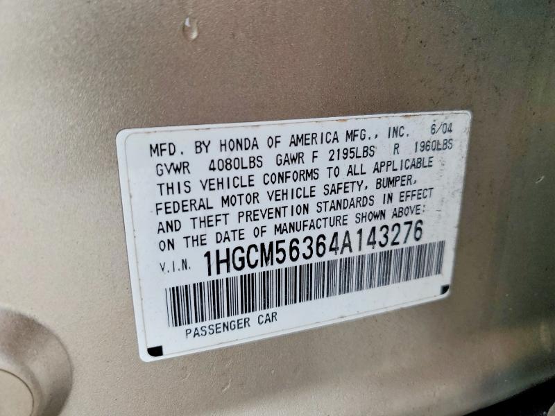 Продажа на аукционе авто 2004 Honda Accord, vin: 1HGCM56364A143276, номер лота: 79587505