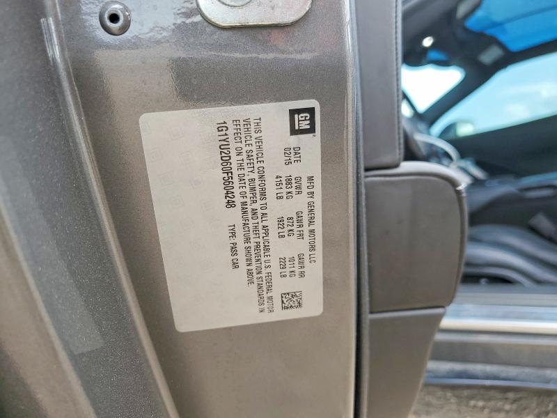 Продаж на аукціоні авто 2015 Chevrolet Corvette, vin: 1G1YU2D60F5604248, номер лоту: 48257726