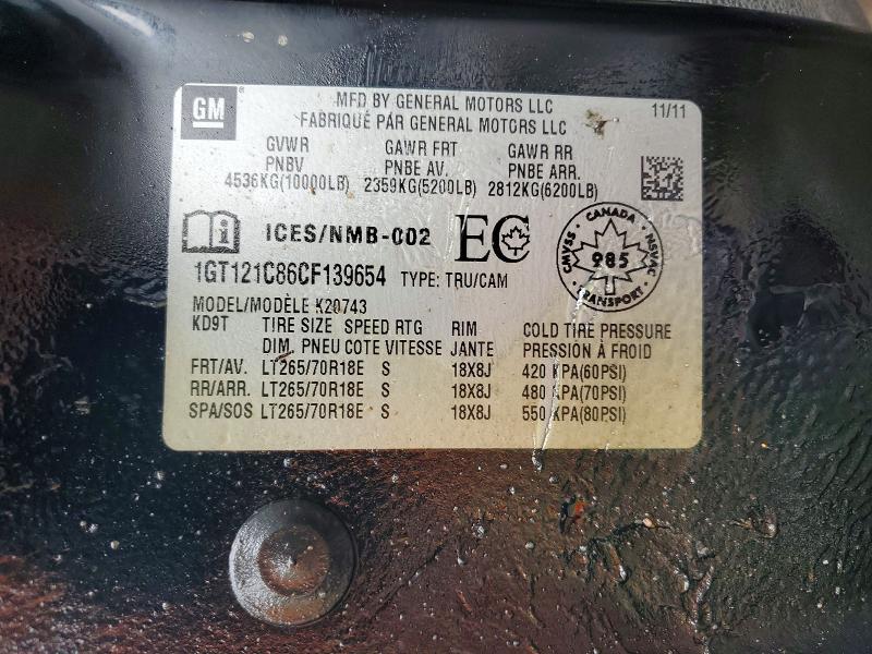 Aukcja sprzedaży 2012 Gmc Sierra, vin: 1GT121C86CF139654, numer aukcji: 78324115