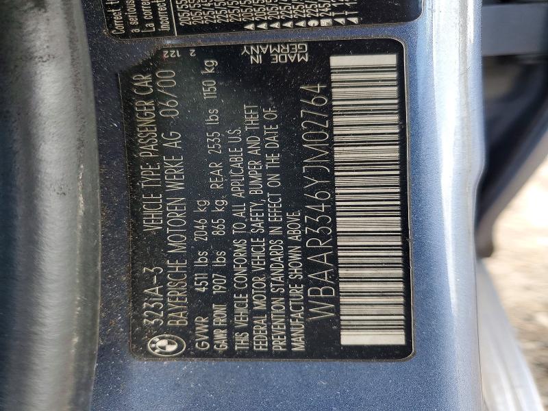 Aukcja sprzedaży 2000 Bmw 323, vin: WBAAR3346YJM02764, numer aukcji: 46911456