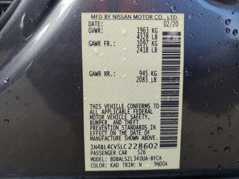 Продажа на аукционе авто 2020 Nissan Altima, vin: 1N4BL4CV5LC228602, номер лота: 79963035