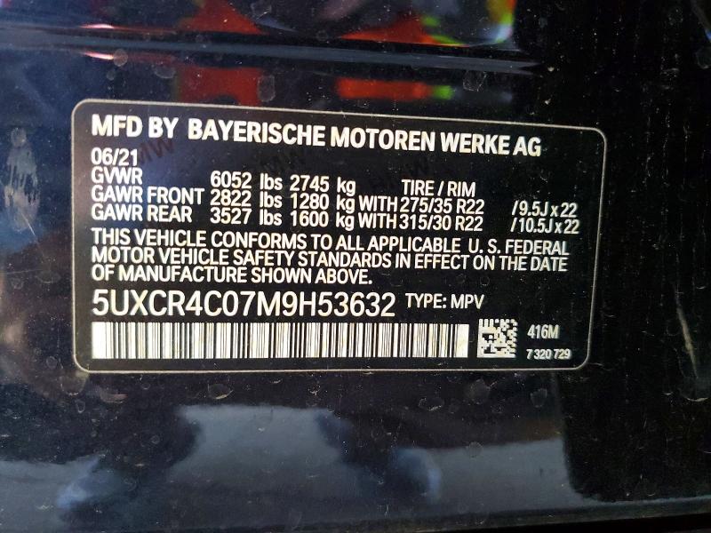 79114275 :رقم المزاد ، 5UXCR4C07M9H53632 vin ، 2021 Bmw X5 مزاد بيع