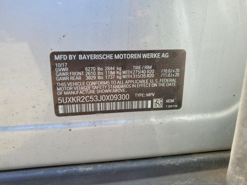 46364466 :رقم المزاد ، 5UXKR2C53J0X09300 vin ، 2018 Bmw X5 مزاد بيع