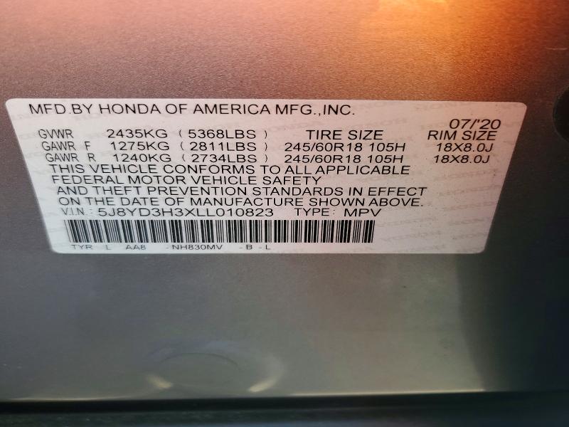 2020 Acura Mdx მანქანა იყიდება აუქციონზე, vin: 5J8YD3H3XLL010823, აუქციონის ნომერი: 79626085