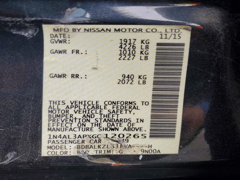 Продажа на аукционе авто 2016 Nissan Altima, vin: 1N4AL3APXGC120265, номер лота: 47322546