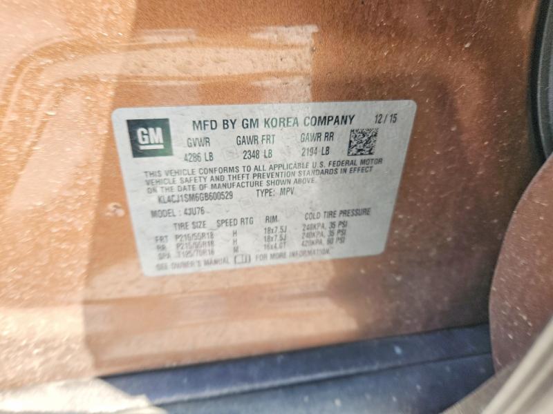 Продажа на аукционе авто 2016 Buick Encore, vin: KL4CJ1SM6GB600529, номер лота: 47565826