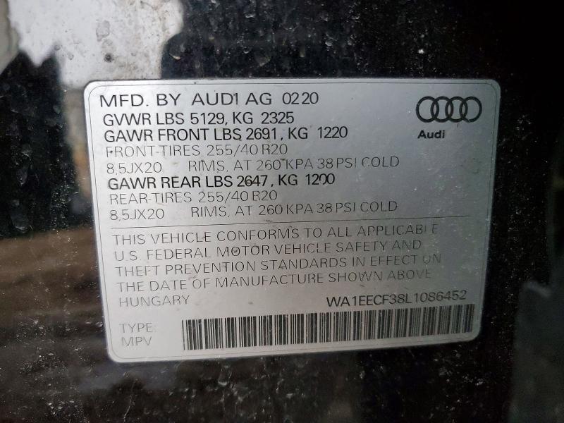 79368525 :رقم المزاد ، WA1EECF38L1086452 vin ، 2020 Audi Q3 مزاد بيع