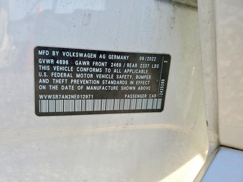 47521836 :رقم المزاد ، WVWSR7AN2NE012971 vin ، 2022 Volkswagen Arteon مزاد بيع