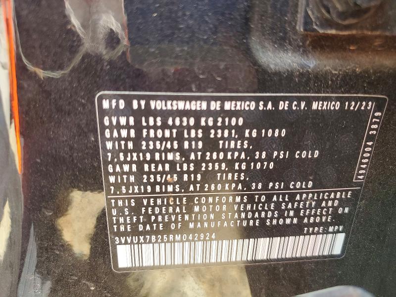 Продаж на аукціоні авто 2024 Volkswagen Taos, vin: 3VVUX7B25RM042924, номер лоту: 48003716
