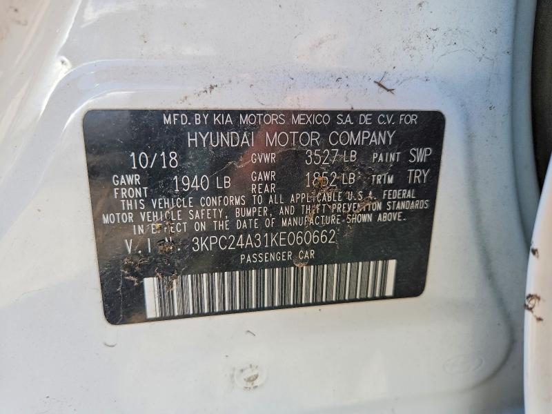Aukcja sprzedaży 2019 Hyundai Accent, vin: 3KPC24A31KE060662, numer aukcji: 46675366