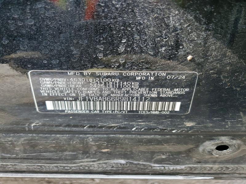 47356096 :رقم المزاد ، JF1VBAB66R9814112 vin ، 2024 Subaru Wrx مزاد بيع