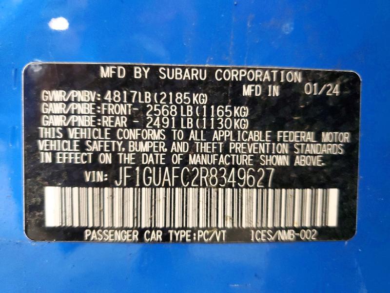Продаж на аукціоні авто 2024 Subaru Impreza, vin: JF1GUAFC2R8349627, номер лоту: 47471976