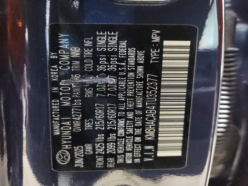 47742316 :رقم المزاد ، KM8HACAB4TU352377 vin ، 2026 Hyundai Kona مزاد بيع