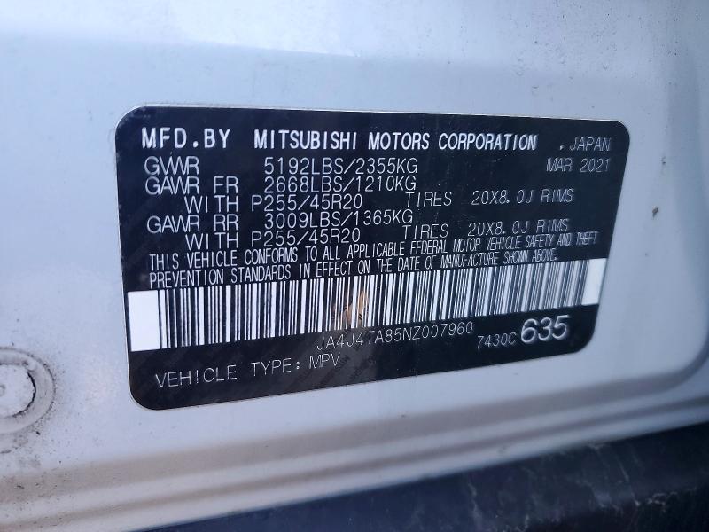 Продажа на аукционе авто 2022 Mitsubishi Outlander, vin: JA4J4TA85NZ007960, номер лота: 46136126