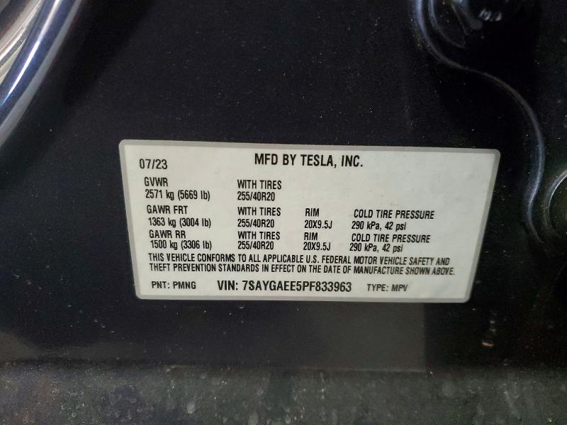 46720766 :رقم المزاد ، 7SAYGAEE5PF833963 vin ، 2023 Tesla Model Y مزاد بيع