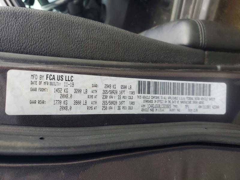Продажа на аукционе авто 2020 Dodge Durango, vin: 1C4RDJDG9LC223925, номер лота: 79452665