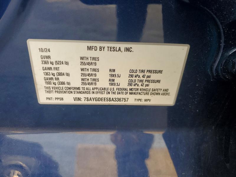 Aukcja sprzedaży 2025 Tesla Model Y, vin: 7SAYGDEE5SA336757, numer aukcji: 48353796