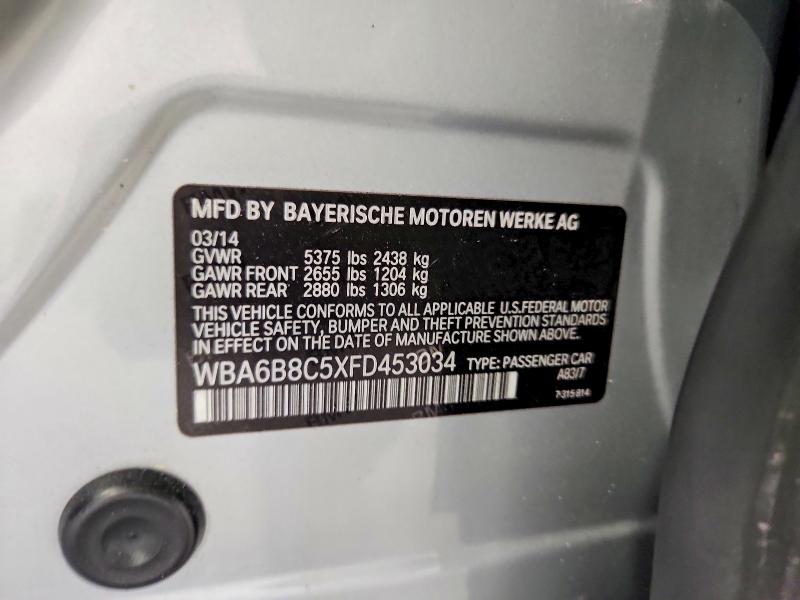 45867506 :رقم المزاد ، WBA6B8C5XFD453034 vin ، 2015 Bmw 640 مزاد بيع