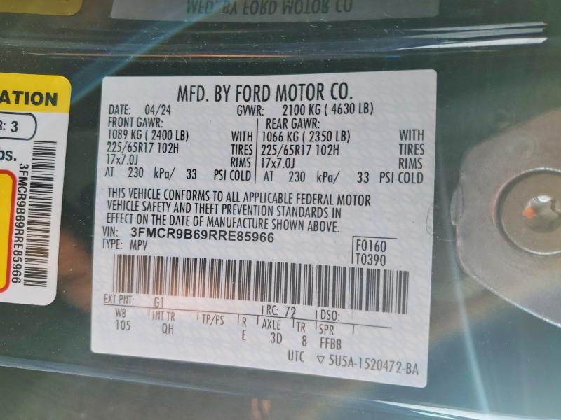 Продажа на аукционе авто 2024 Ford Bronco Sport, vin: 3FMCR9B69RRE85966, номер лота: 45625116