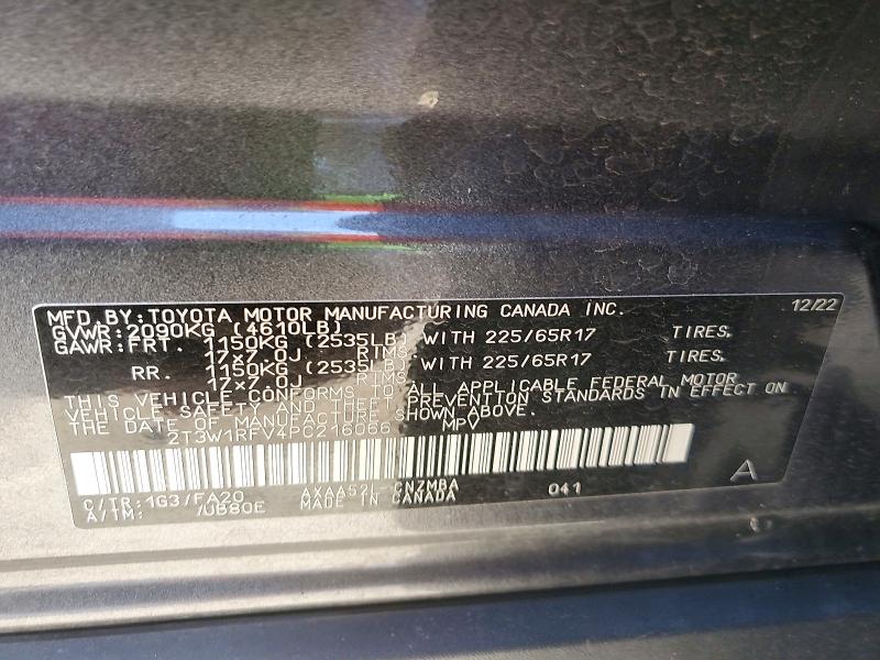 2023 Toyota Rav4 მანქანა იყიდება აუქციონზე, vin: 2T3W1RFV4PC216066, აუქციონის ნომერი: 79130105