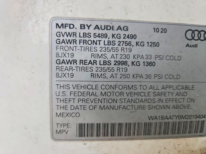 Продажа на аукционе авто 2021 Audi Q5, vin: WA1BAAFY0M2019404, номер лота: 46876816