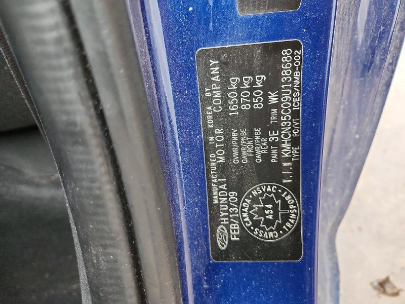 Aukcja sprzedaży 2009 Hyundai Accent, vin: KMHCN35C09U138688, numer aukcji: 77379625