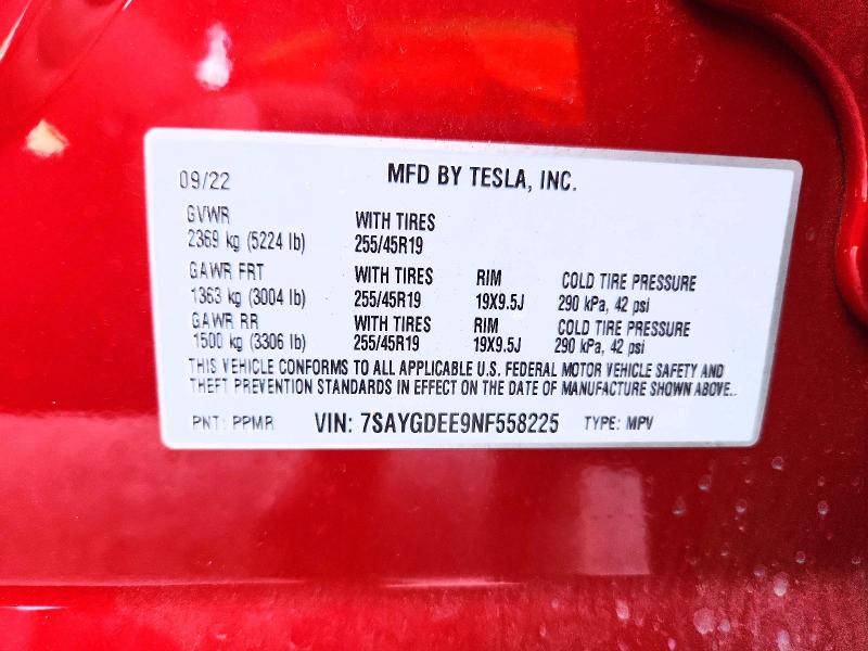 Aukcja sprzedaży 2022 Tesla Model Y, vin: 7SAYGDEE9NF558225, numer aukcji: 47916746