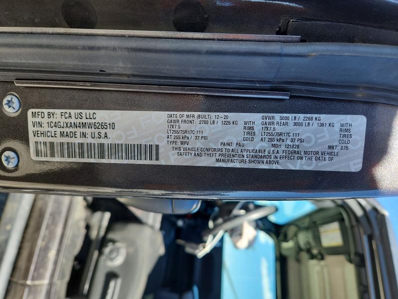 Aukcja sprzedaży 2021 Jeep Wrangler, vin: 1C4GJXAN4MW626510, numer aukcji: 47744216