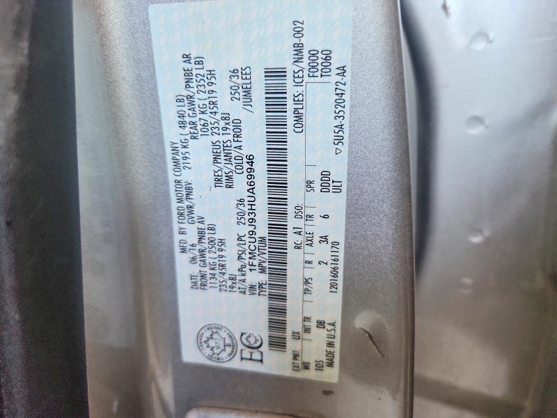 Aukcja sprzedaży 2017 Ford Escape, vin: 1FMCU9J93HUA69946, numer aukcji: 45821256
