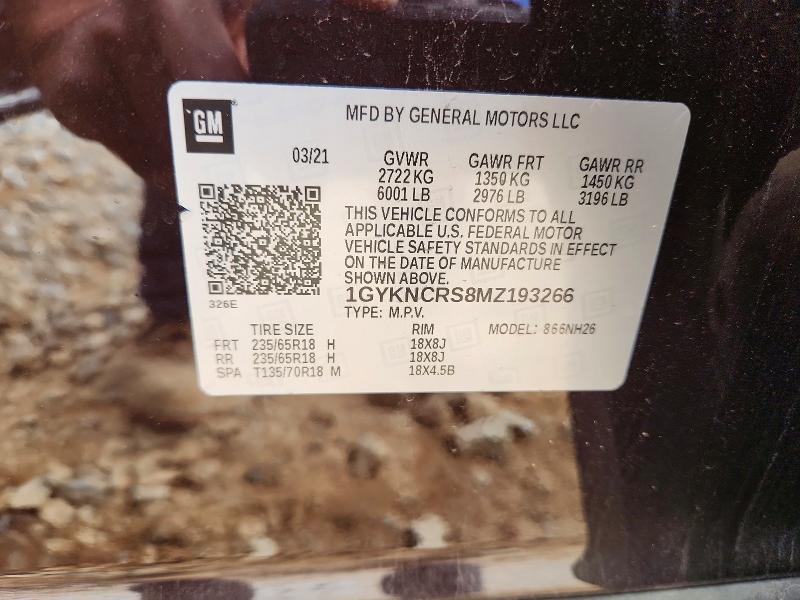 78971535 :رقم المزاد ، 1GYKNCRS8MZ193266 vin ، 2021 Cadillac Xt5 مزاد بيع