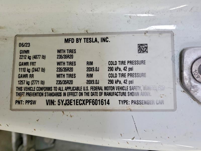 Продаж на аукціоні авто 2023 Tesla Model 3, vin: 5YJ3E1ECXPF601614, номер лоту: 46559936