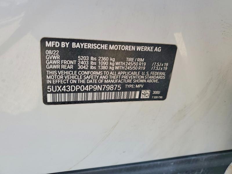 Продаж на аукціоні авто 2023 Bmw X3, vin: 5UX43DP04P9N79875, номер лоту: 46537626