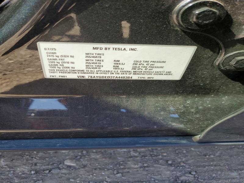 2026 Tesla Model Y მანქანა იყიდება აუქციონზე, vin: 7SAYGDED3TA448384, აუქციონის ნომერი: 46746846