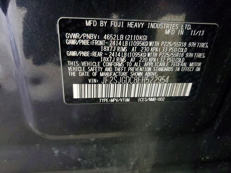 79550535 :رقم المزاد ، JF2SJGDC8EH522954 vin ، 2014 Subaru Forester مزاد بيع