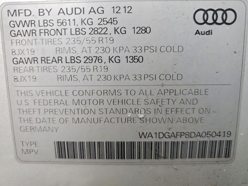 Aukcja sprzedaży 2013 Audi Q5, vin: WA1DGAFP8DA050419, numer aukcji: 79598545