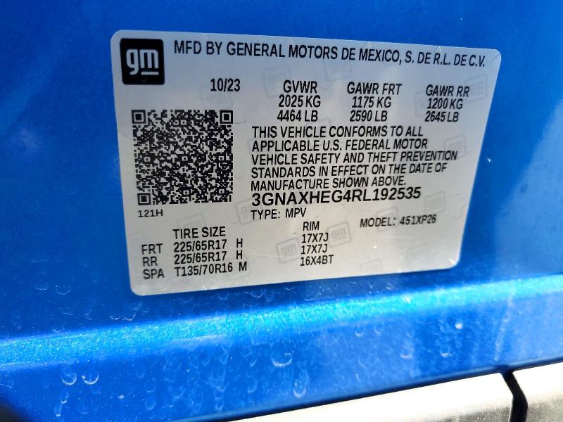 Продаж на аукціоні авто 2024 Chevrolet Equinox, vin: 3GNAXHEG4RL192535, номер лоту: 45534776