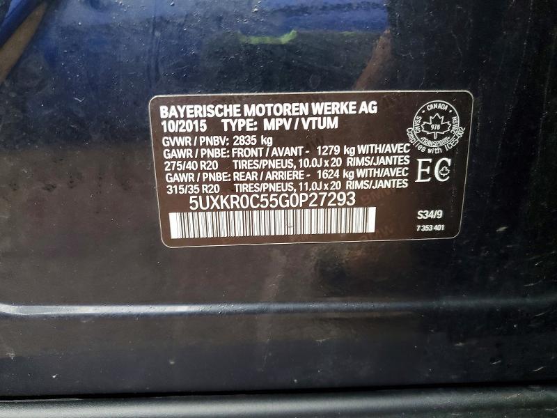 2016 Bmw X5 მანქანა იყიდება აუქციონზე, vin: 5UXKR0C55G0P27293, აუქციონის ნომერი: 78470575