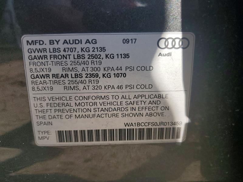 2018 Audi Q3 მანქანა იყიდება აუქციონზე, vin: WA1BCCFS0JR013459, აუქციონის ნომერი: 79769885